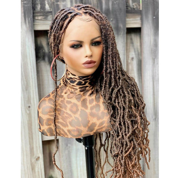 BROWN FAUX LOCS LACE WIG