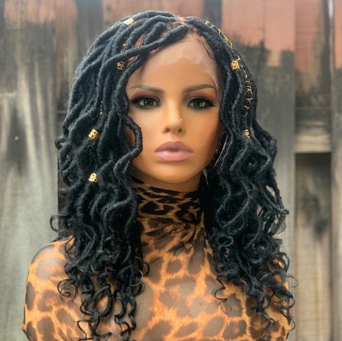 CURLED FAUX LOCS LACE WIG