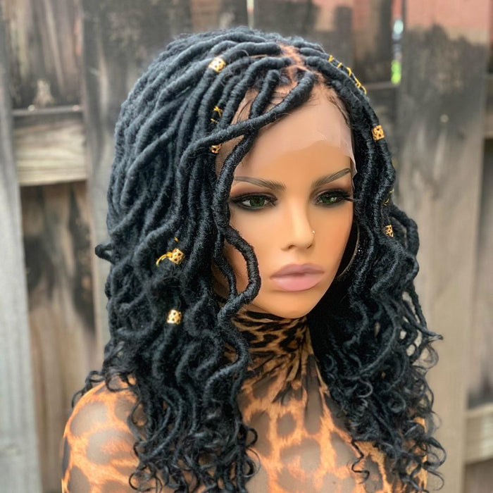 CURLED FAUX LOCS LACE WIG