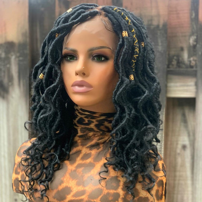 CURLED FAUX LOCS LACE WIG