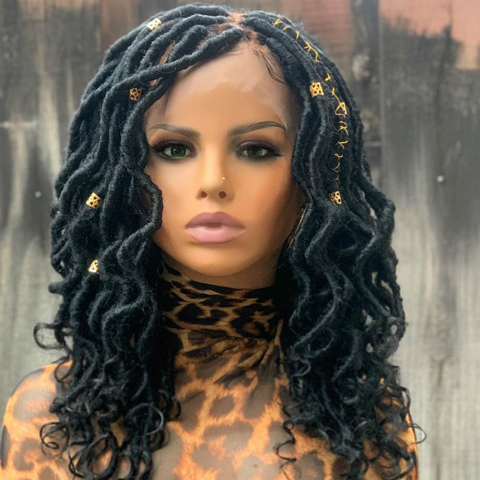 CURLED FAUX LOCS LACE WIG