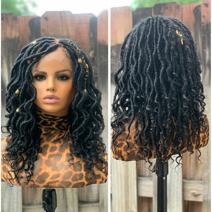 CURLED FAUX LOCS LACE WIG