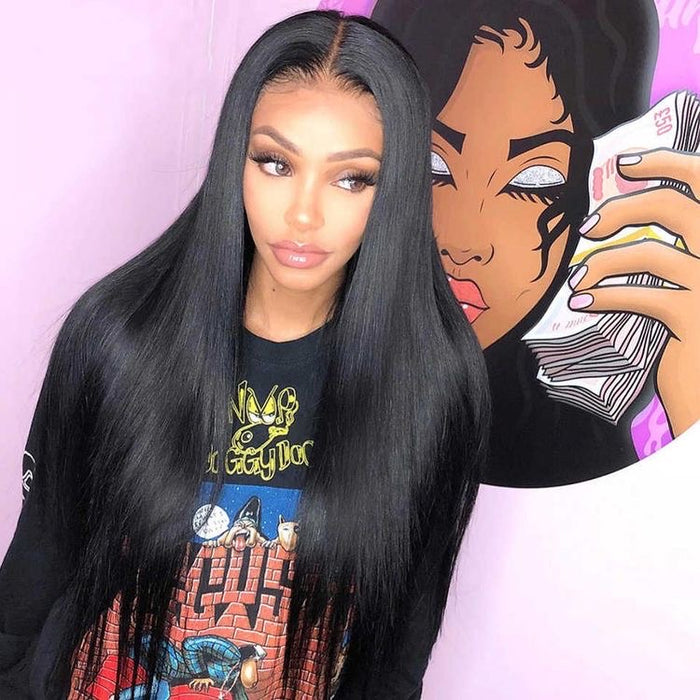 Mid Part BONE STRAIGHT lace wig