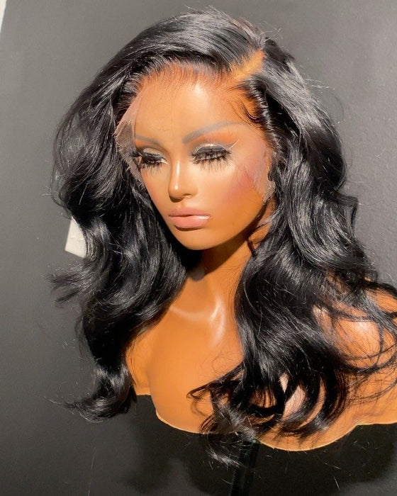 28” BLACK BODYWAVE LACE WIG