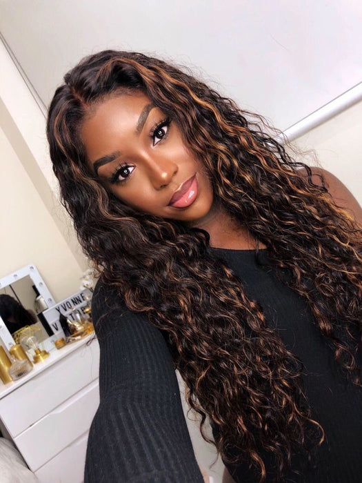 Ombré Brown Curly Closure Wig.