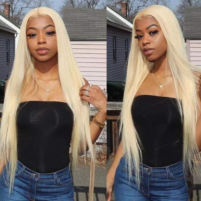 613 PLATINUM BLONDE 32” BONE STRAIGHT LACE WIG