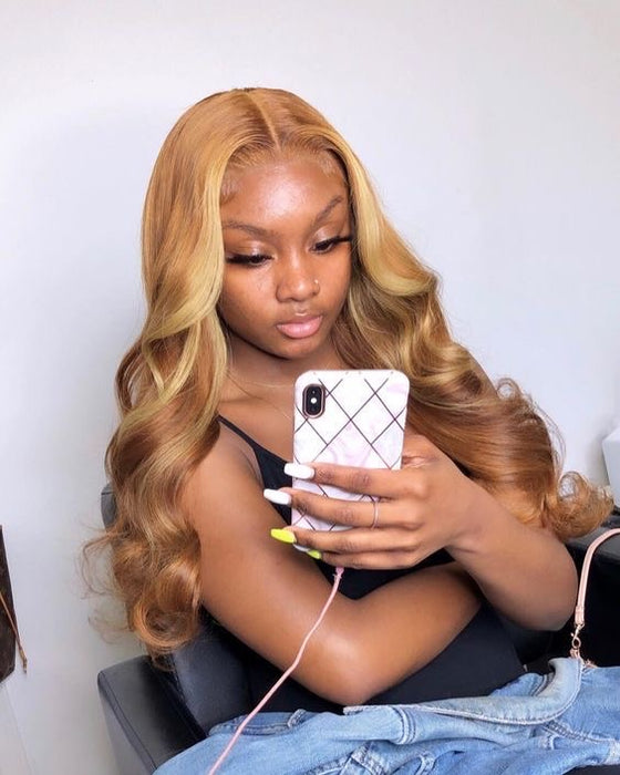 Coloured MID PART BODYWAVE LACE WIG