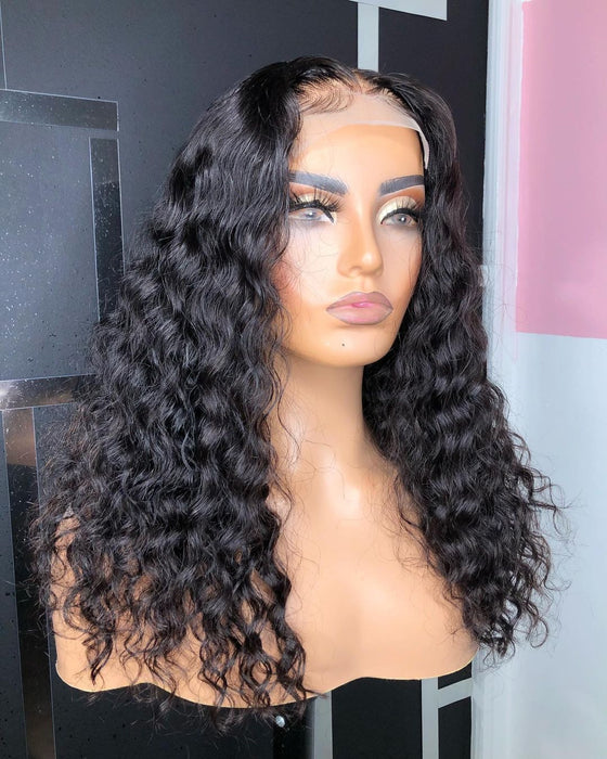 22” BLACK CURLY LACE WIG