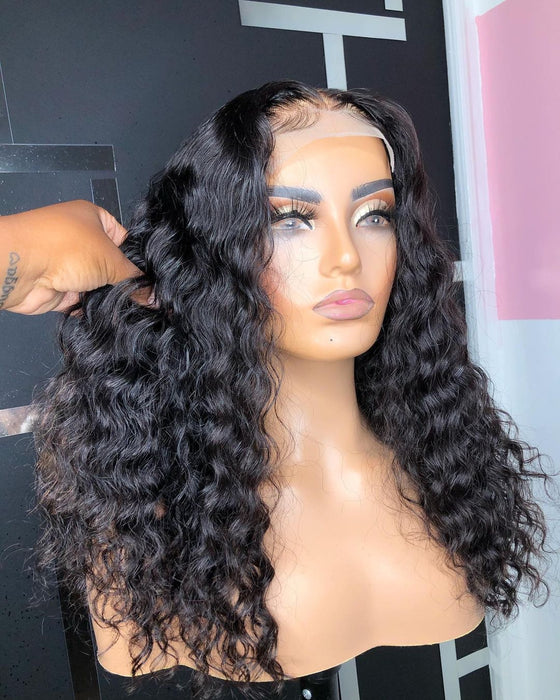 22” BLACK CURLY LACE WIG