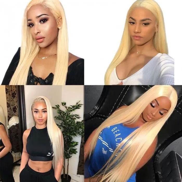 613 PLATINUM BLONDE 32” BONE STRAIGHT LACE WIG