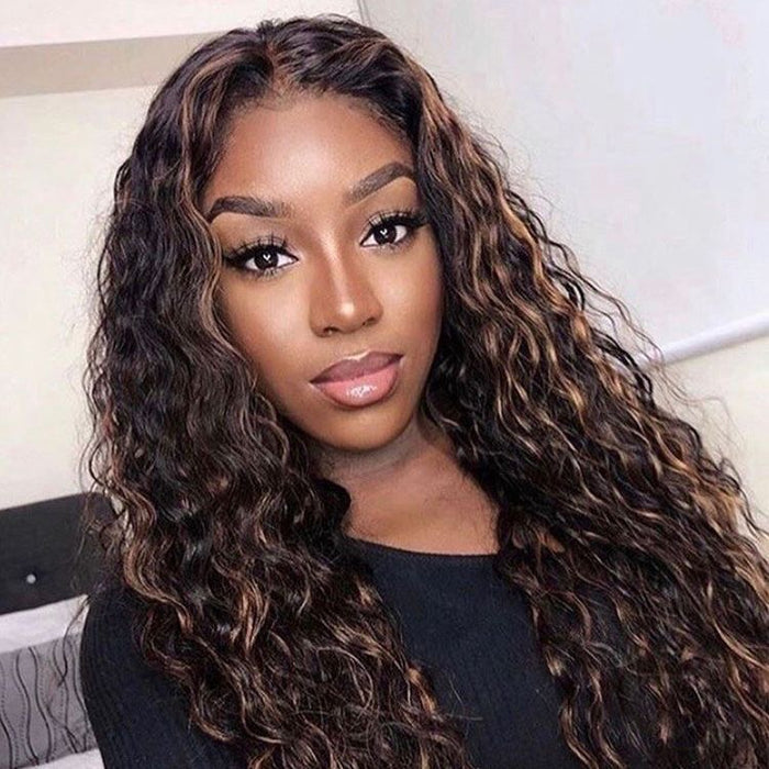 Ombré Brown Curly Closure Wig.