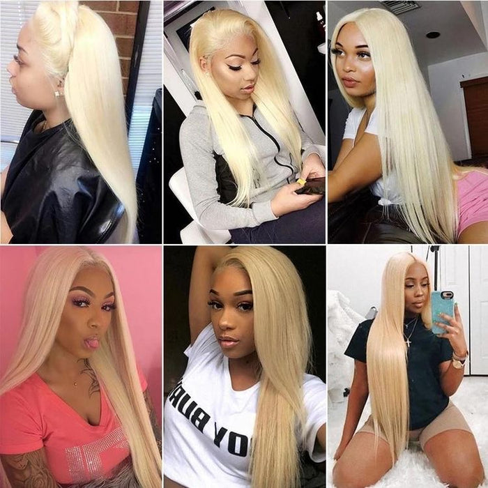 613 PLATINUM BLONDE 32” BONE STRAIGHT LACE WIG