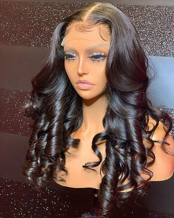 28” BLACK BODYWAVE LACE WIG