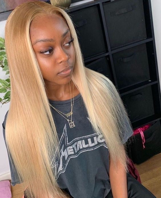 Coloured Mid Part BONE STRAIGHT WIG