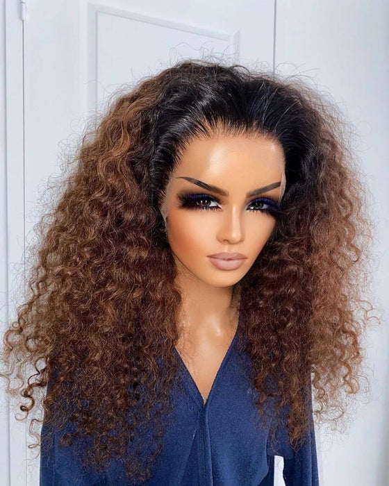 Ombré Brown CURLY LACE wig.